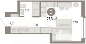 Студия квартира, вторичка, 27м2, 11/16 этаж