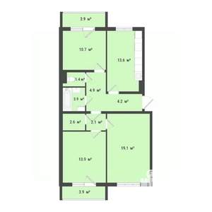 3-к квартира, строящийся дом, 76м2, 3/10 этаж