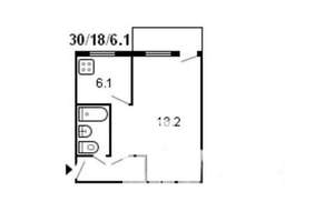 1-к квартира, вторичка, 30м2, 3/5 этаж