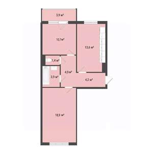 2-к квартира, строящийся дом, 57м2, 9/10 этаж