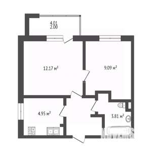 2-к квартира, вторичка, 35м2, 6/9 этаж