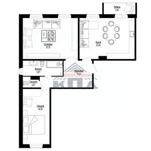 2-к квартира, строящийся дом, 89м2, 5/10 этаж