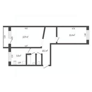 2-к квартира, вторичка, 53м2, 8/14 этаж