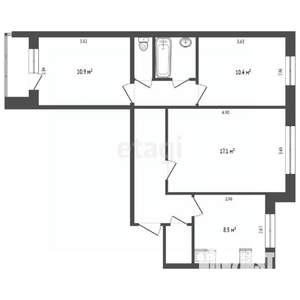 3-к квартира, вторичка, 62м2, 9/9 этаж