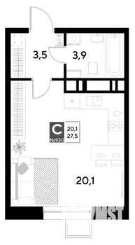 Студия квартира, вторичка, 28м2, 11/21 этаж
