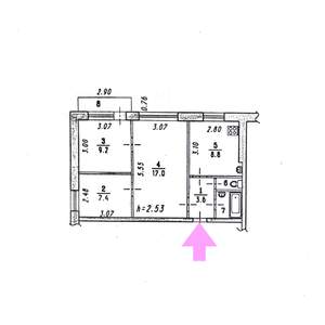 3-к квартира, вторичка, 50м2, 7/9 этаж