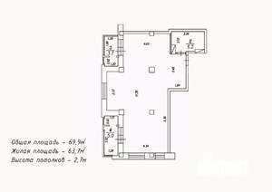 2-к квартира, сданный дом, 70м2, 8/18 этаж