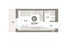 Студия квартира, вторичка, 23м2, 7/16 этаж