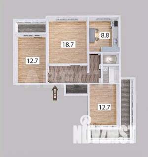 3-к квартира, вторичка, 70м2, 11/12 этаж