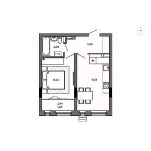 1-к квартира, строящийся дом, 37м2, 5/8 этаж