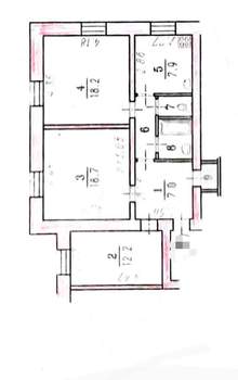 3-к квартира, вторичка, 73м2, 1/2 этаж