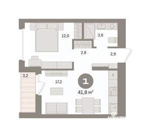 1-к квартира, вторичка, 42м2, 8/16 этаж