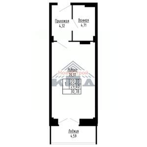 1-к квартира, строящийся дом, 31м2, 15/16 этаж