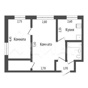 2-к квартира, вторичка, 43м2, 4/9 этаж