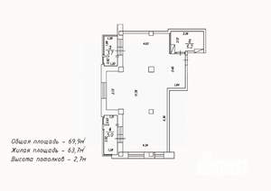 2-к квартира, сданный дом, 70м2, 7/18 этаж