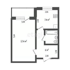 1-к квартира, вторичка, 36м2, 1/5 этаж