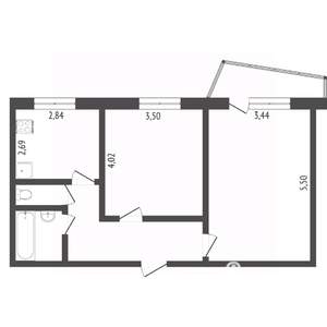 2-к квартира, вторичка, 52м2, 4/10 этаж