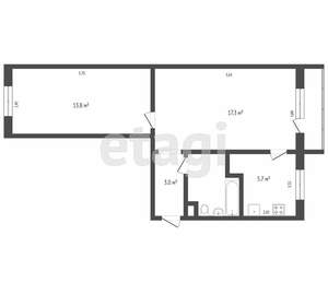 2-к квартира, вторичка, 45м2, 1/5 этаж