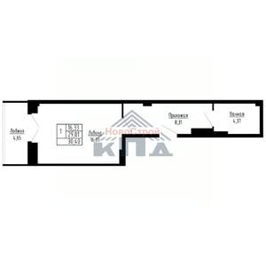 1-к квартира, строящийся дом, 30м2, 6/16 этаж