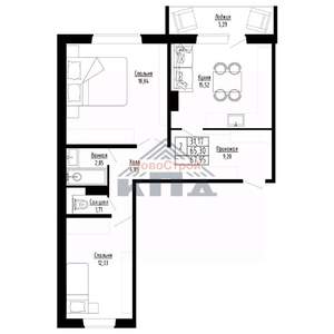 2-к квартира, строящийся дом, 68м2, 7/8 этаж