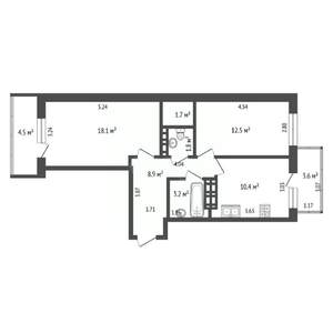 2-к квартира, вторичка, 57м2, 2/16 этаж