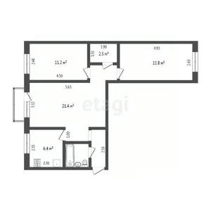 3-к квартира, вторичка, 60м2, 4/5 этаж