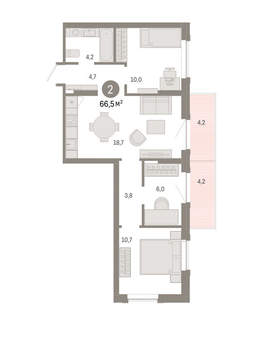 3-к квартира, вторичка, 67м2, 9/9 этаж