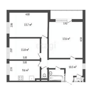 3-к квартира, вторичка, 67м2, 9/16 этаж