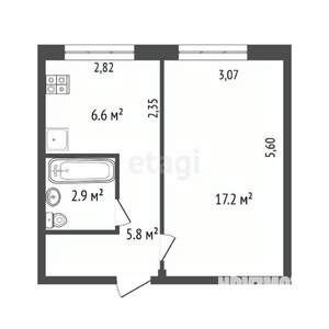 1-к квартира, вторичка, 33м2, 9/9 этаж