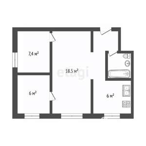 3-к квартира, вторичка, 42м2, 2/5 этаж