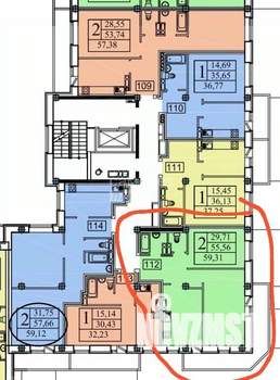 2-к квартира, вторичка, 55м2, 3/11 этаж