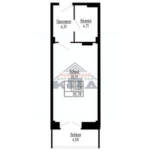 1-к квартира, строящийся дом, 31м2, 6/16 этаж