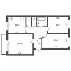 3-к квартира, вторичка, 59м2, 3/4 этаж