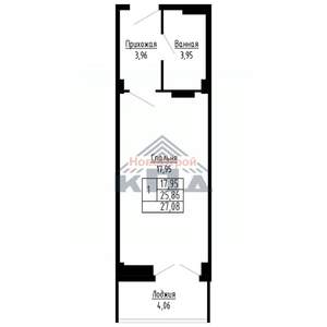 1-к квартира, строящийся дом, 27м2, 10/16 этаж