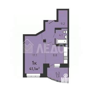 1-к квартира, вторичка, 41м2, 7/16 этаж