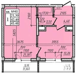 1-к квартира, вторичка, 45м2, 4/8 этаж