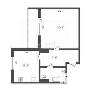 1-к квартира, вторичка, 44м2, 8/10 этаж