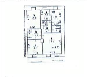 4-к квартира, вторичка, 79м2, 1/5 этаж