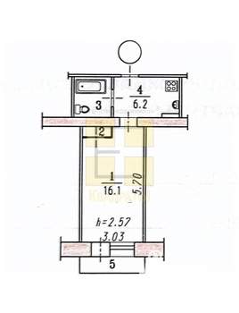1-к квартира, вторичка, 27м2, 3/5 этаж