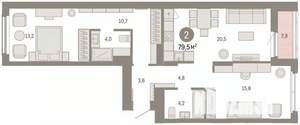 2-к квартира, вторичка, 79м2, 2/16 этаж