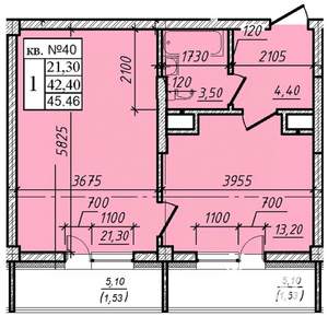 1-к квартира, строящийся дом, 45м2, 2/8 этаж