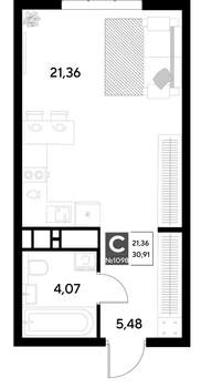 Студия квартира, строящийся дом, 31м2, 3/21 этаж