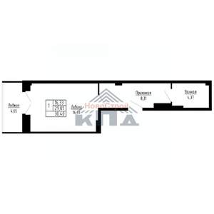 1-к квартира, строящийся дом, 30м2, 2/16 этаж