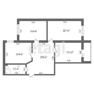 3-к квартира, вторичка, 70м2, 5/9 этаж