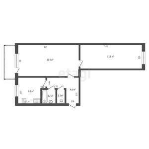 2-к квартира, вторичка, 44м2, 2/5 этаж