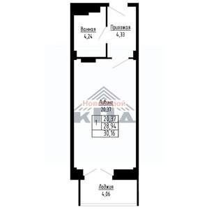 1-к квартира, строящийся дом, 30м2, 9/16 этаж