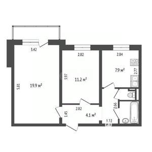 2-к квартира, вторичка, 50м2, 10/10 этаж