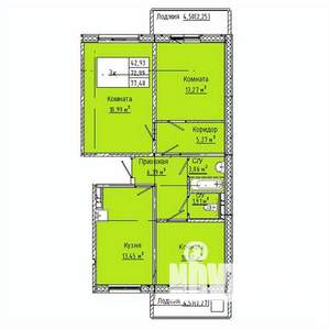 3-к квартира, вторичка, 77м2, 2/10 этаж