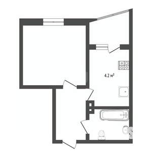 1-к квартира, сданный дом, 39м2, 19/19 этаж