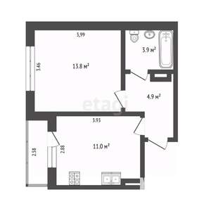 1-к квартира, вторичка, 34м2, 4/10 этаж